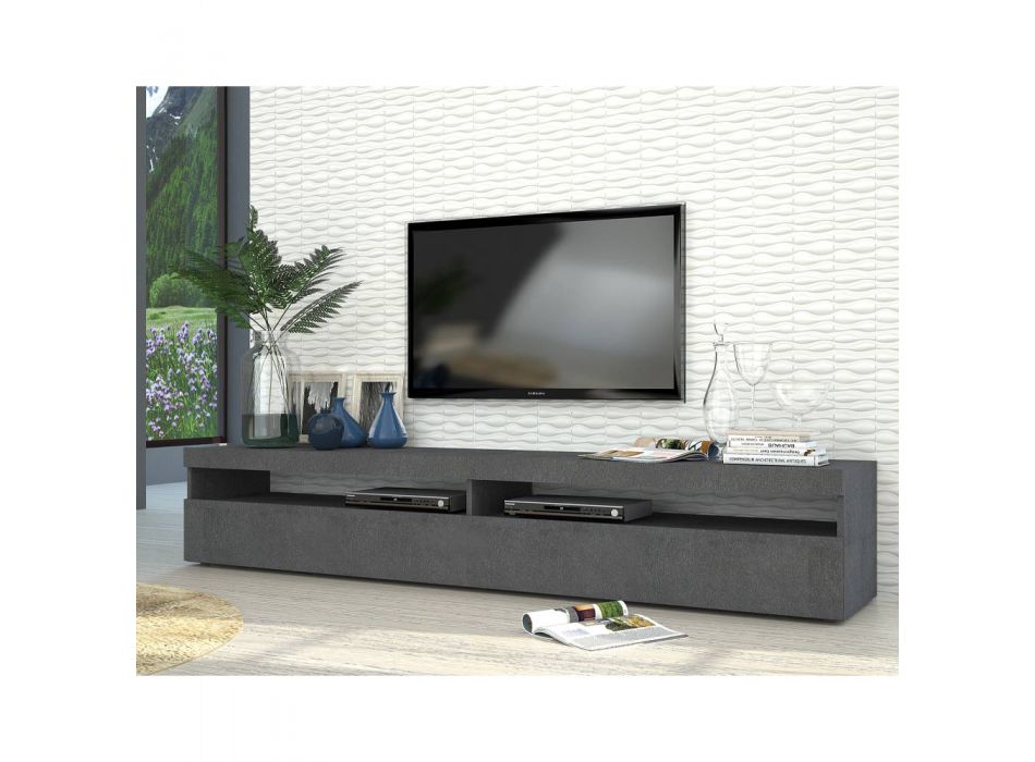 Mueble de TV en madera blanca o pizarra para sala de estar 2 tamaños - Laurent viadurini