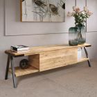 Mueble de TV en madera de roble anudado y metal Made in Italy - Jennifer viadurini
