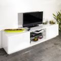 Mueble de TV de melamina con 2 estantes de vidrio Made in Italy - Norman