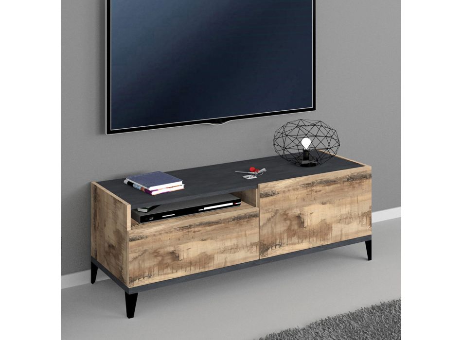 Mueble TV en melamina con compartimento y cajón Made in Italy - Florentino viadurini