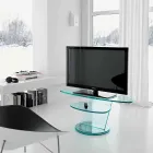 Mueble de TV de vidrio con base giratoria y estante de 2 dimensiones - Salemme viadurini