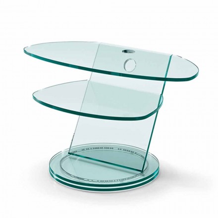 Mueble de TV de vidrio con base giratoria y estante de 2 dimensiones - Salemme viadurini
