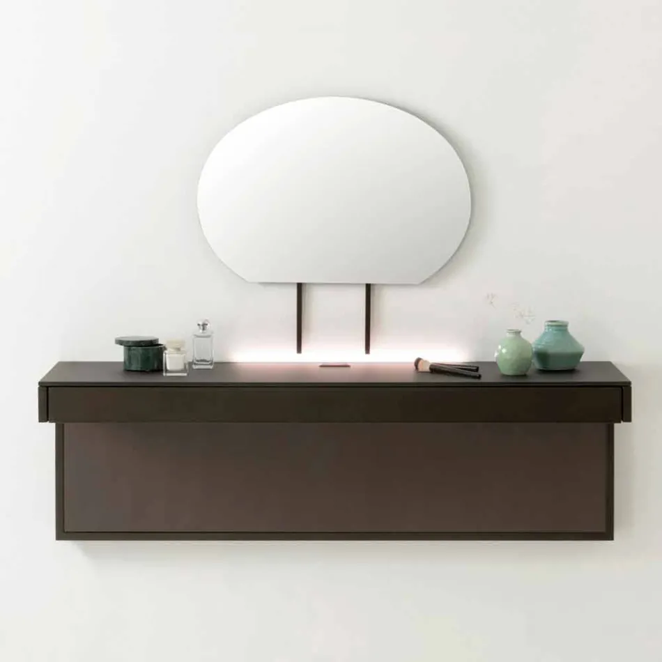 Mueble para TV suspendido con tapa de cristal satinado Made in Italy - Americio viadurini