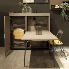 Mueble giratorio multifuncional con soporte para TV y mesa integrada Made in Italy - Illusione viadurini