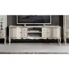 Mueble TV Salón Madera Blanca y Plata Made in Italy - Windsor viadurini