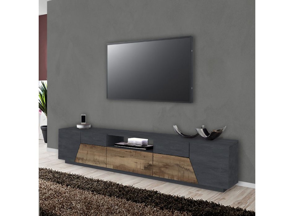 Mueble TV de melamina con cajón y compartimento exterior Made in Italy - Marciano viadurini