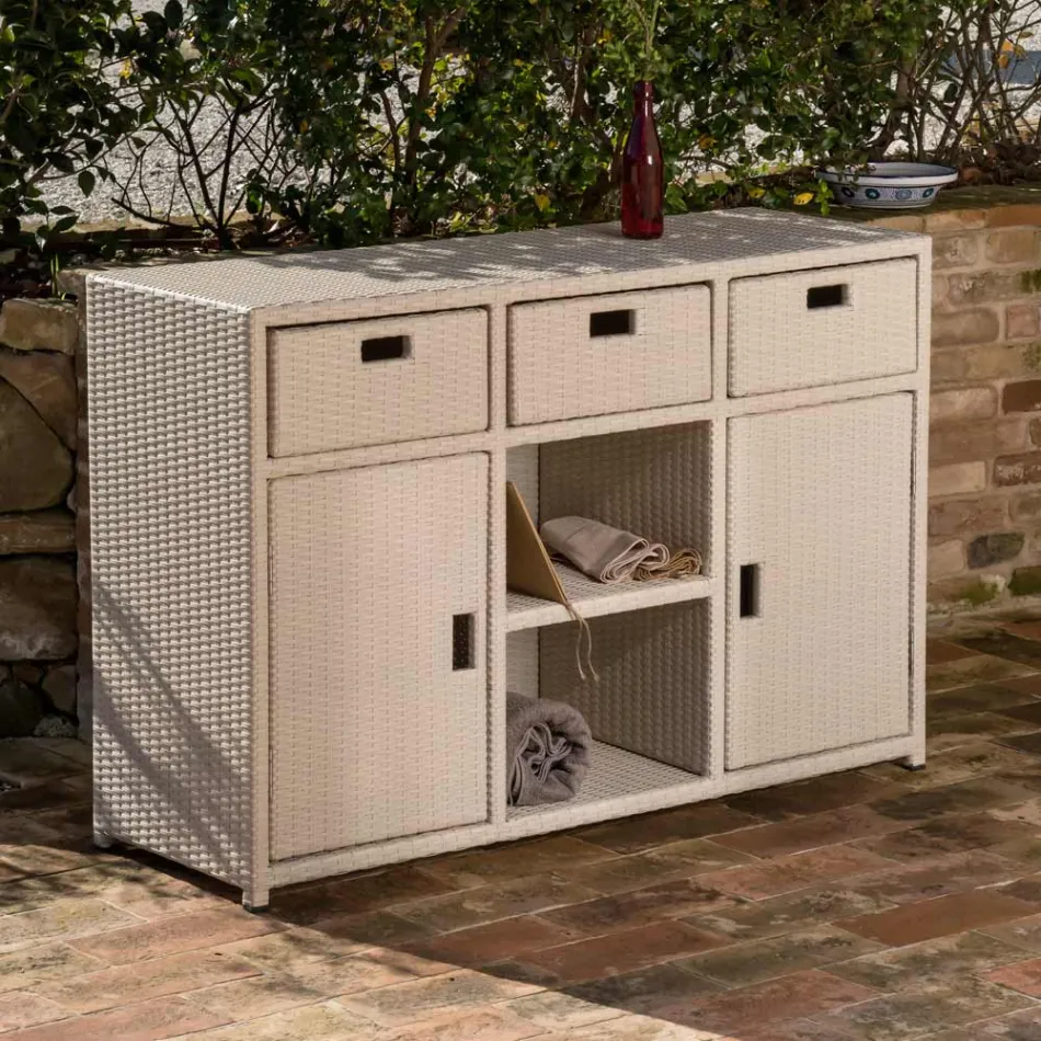 Mueble de jardín en polirratán tejido a mano - Zoltan viadurini