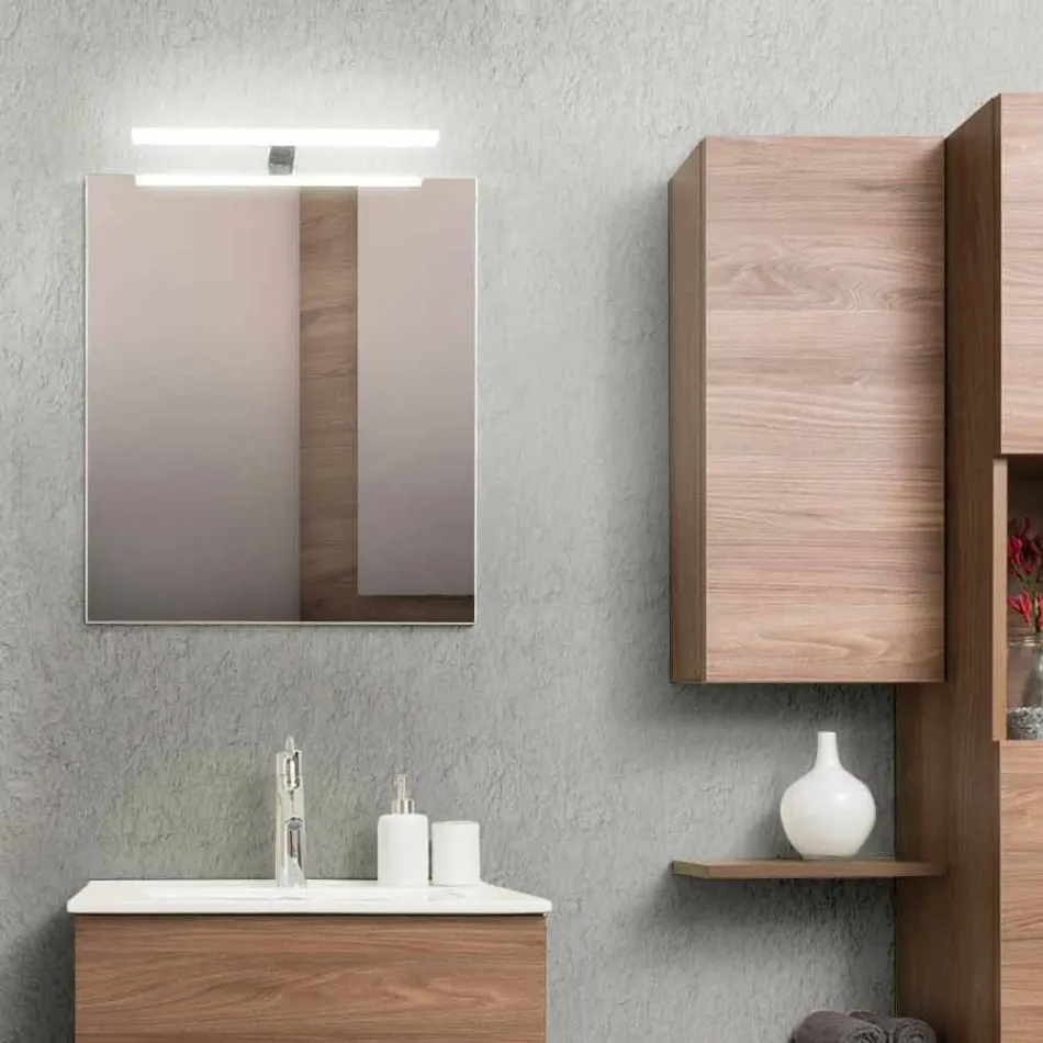 Muebles de baño de diseño suspendido en melamina nogal - Becky viadurini