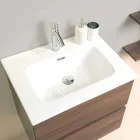 Muebles de baño de diseño suspendido en melamina nogal - Becky viadurini
