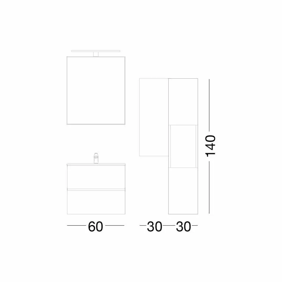 Muebles de baño de diseño suspendido en melamina nogal - Becky viadurini