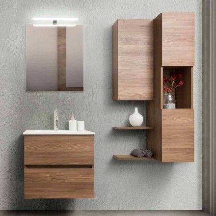 Muebles de baño de diseño suspendido en melamina nogal - Becky viadurini