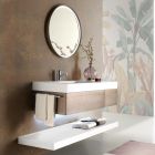 Mueble de baño suspendido en metal, madera MDF y Stonelight Made in Italy - Renga viadurini