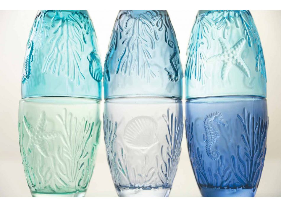 Gafas de color azul moderno 6 piezas de servicio de agua - Mazara viadurini