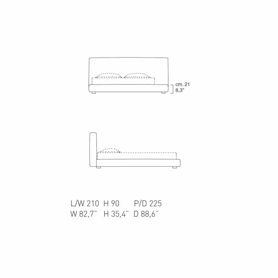 Cama doble de cuero acolchado My Home Long Island fabricada en Italia viadurini