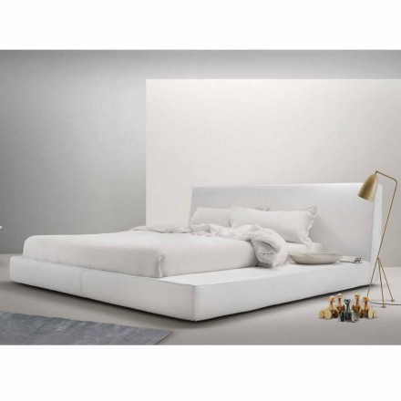 Cama doble de cuero acolchado My Home Long Island fabricada en Italia viadurini
