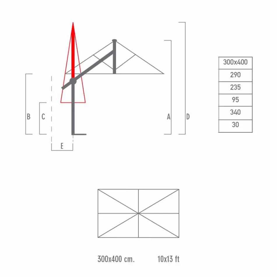 Sombrilla de jardín con brazo en aluminio blanco o antracita 300x400 cm - Lapillo viadurini