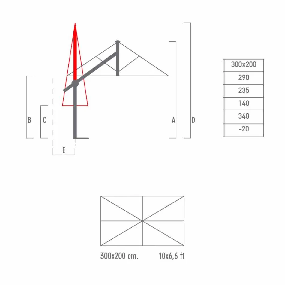 Sombrilla de jardín en aluminio blanco o antracita 300x200 cm - Lapillo viadurini