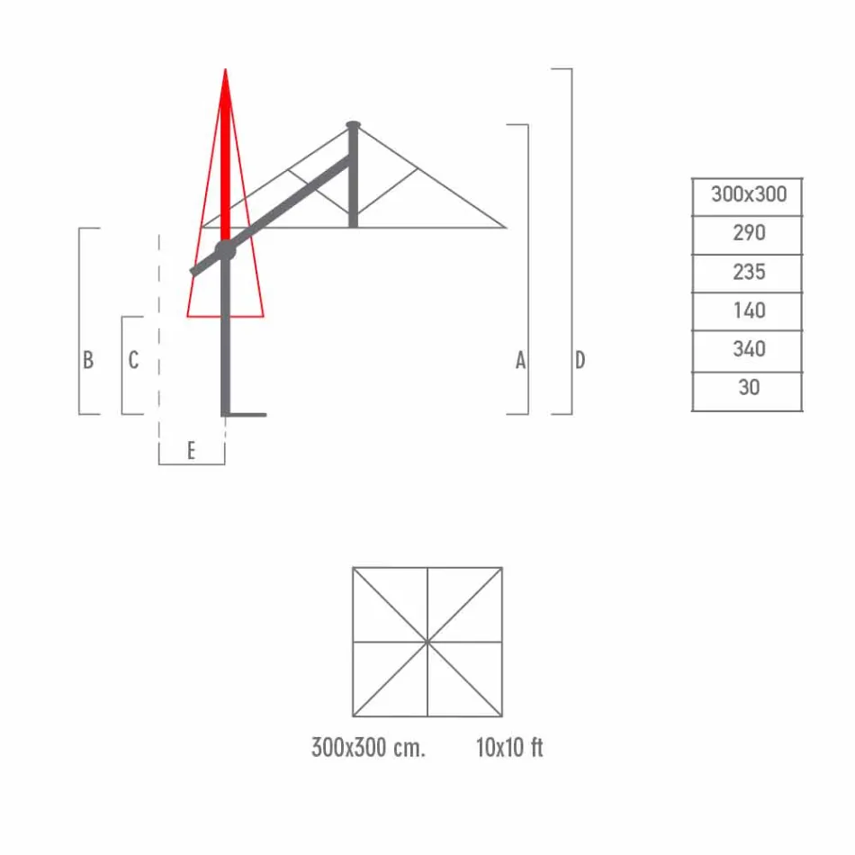 Sombrilla de jardín en aluminio blanco o antracita 300x300 cm - Lapillo viadurini