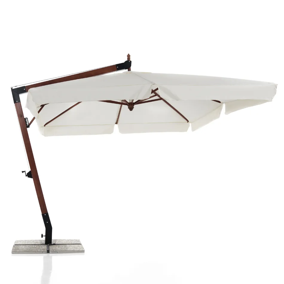 Paraguas de madera maciza con capota de poliéster revestido de PVC - Devoir viadurini