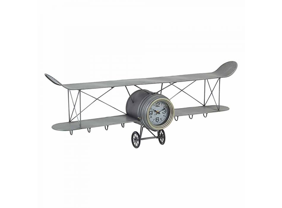 Reloj de pared con forma de avión en acero y vidrio Homemotion - Plano viadurini