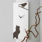Reloj de pared blanco con decoraciones animales de madera Diseño moderno - Suspenso viadurini
