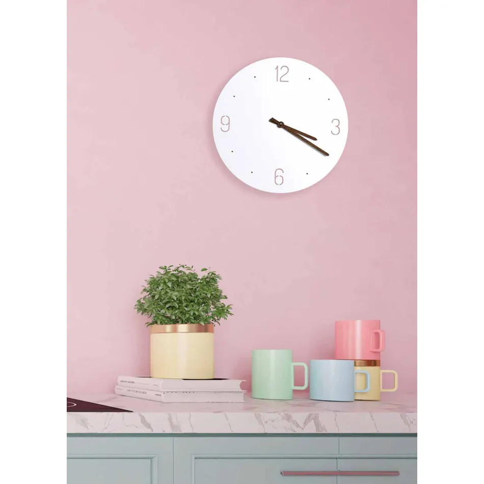 Reloj de pared de diseño clásico en madera blanca redonda cortada con láser - Jovial viadurini