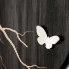 Reloj de pared de diseño redondo en madera grabada con láser y mariposas 3D - Farfo viadurini