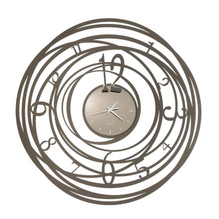Reloj de pared de diseño redondo en hierro con decoraciones en 3 colores - Doric viadurini