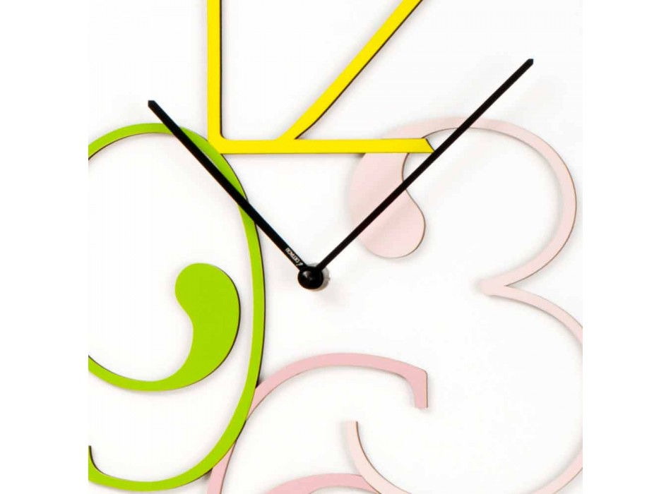 Reloj de pared de color y madera blanca rectangular de diseño moderno - Matemáticas viadurini