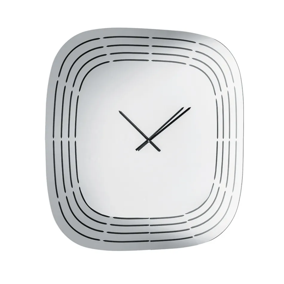 Reloj de pared Cesira con cristal espejado y grabados láser, fabricado en Italia. viadurini