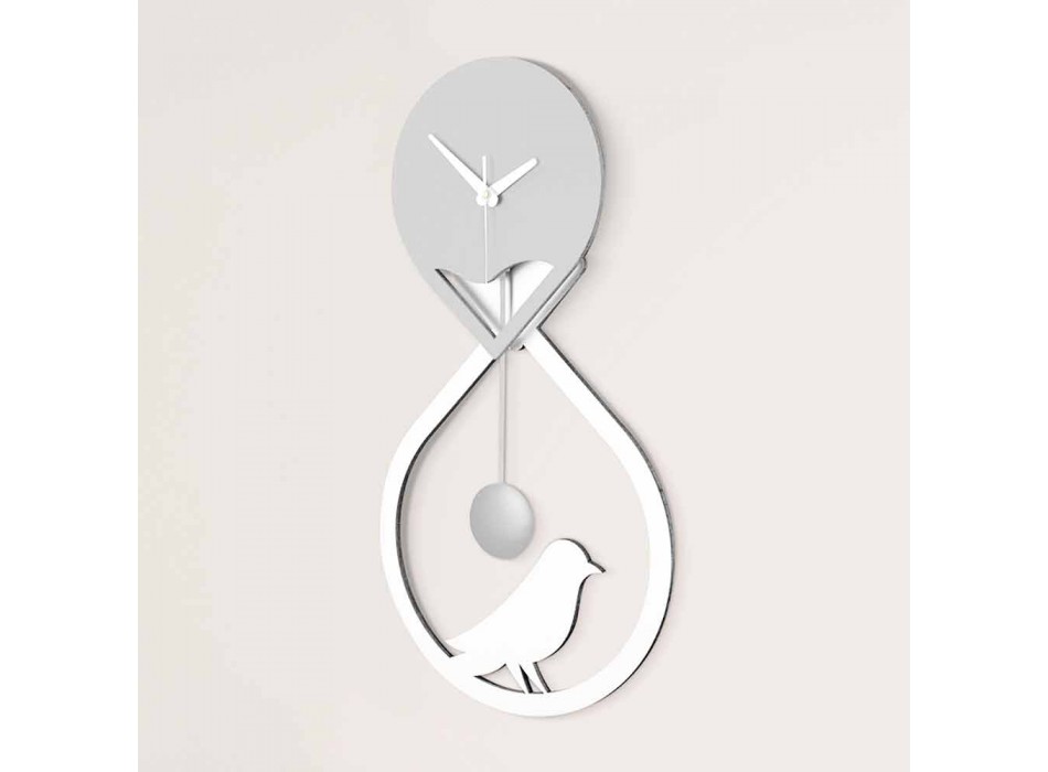 Reloj de péndulo de pared de diseño moderno blanco y gris estilizado - Tebas viadurini