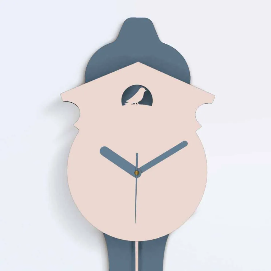 Reloj de pared moderno en madera gris y rosa - Cuco viadurini