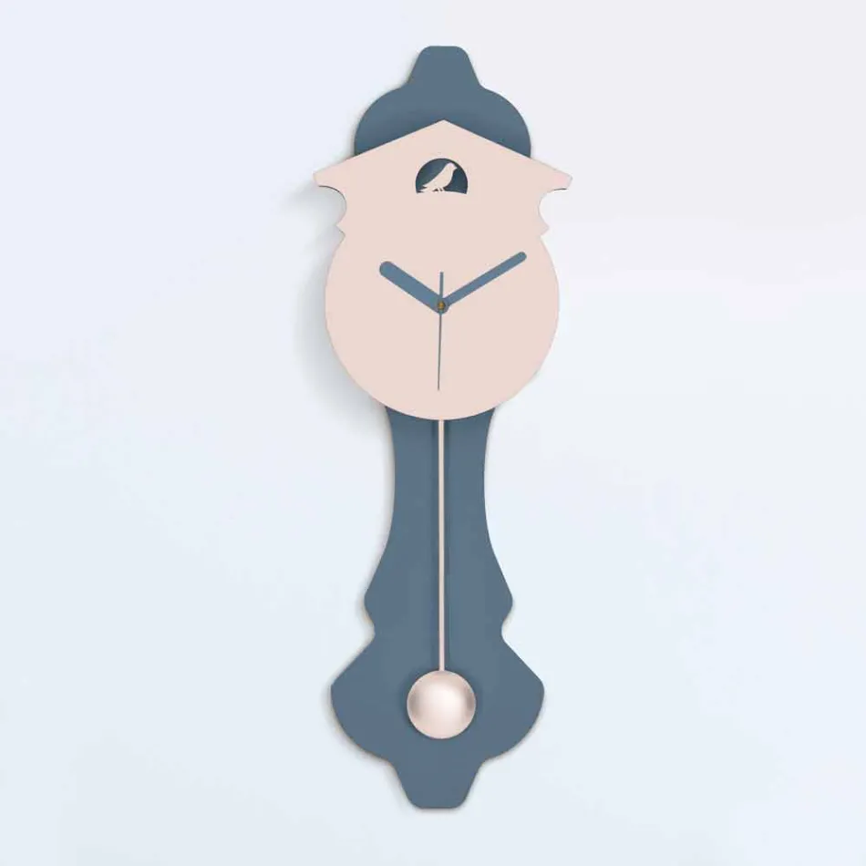 Reloj de pared moderno en madera gris y rosa - Cuco viadurini