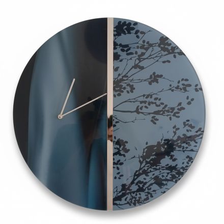 Reloj de pared azul en plexiglás verde fundido con impresión, fabricado en Italia - Acquaria viadurini