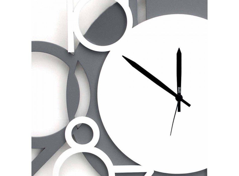 Reloj de pared de diseño grande y moderno en madera blanca y gris - Dígito viadurini