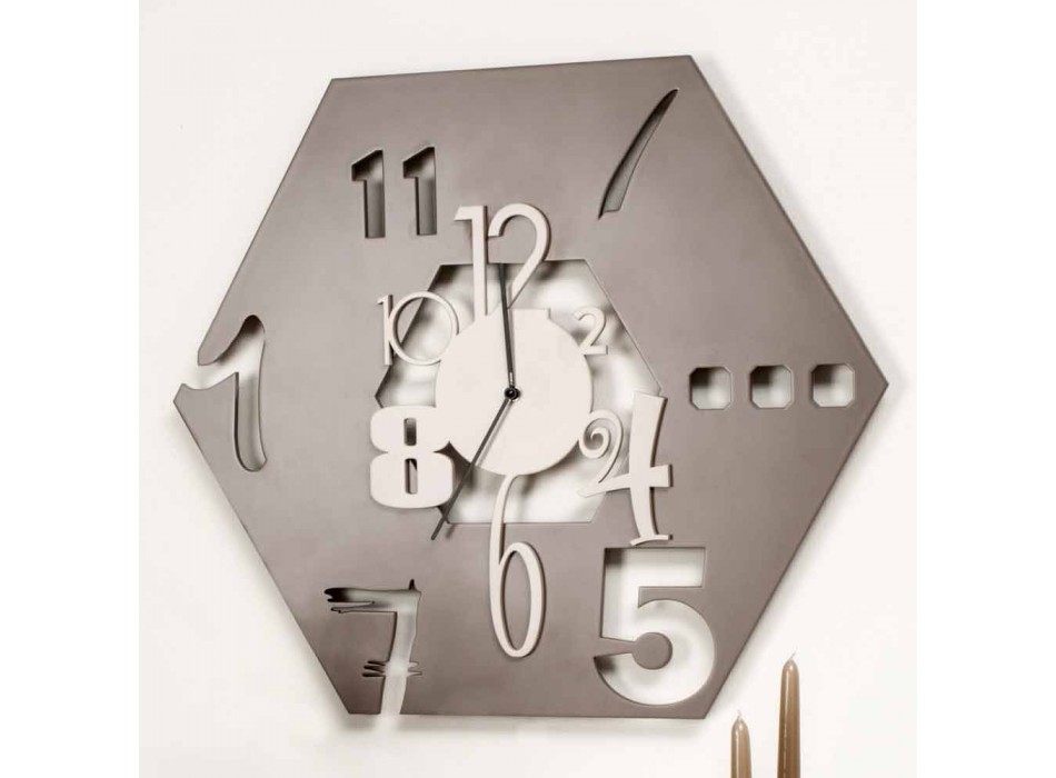 Reloj de pared de madera de diseño hexagonal moderno grande - Poliedro viadurini