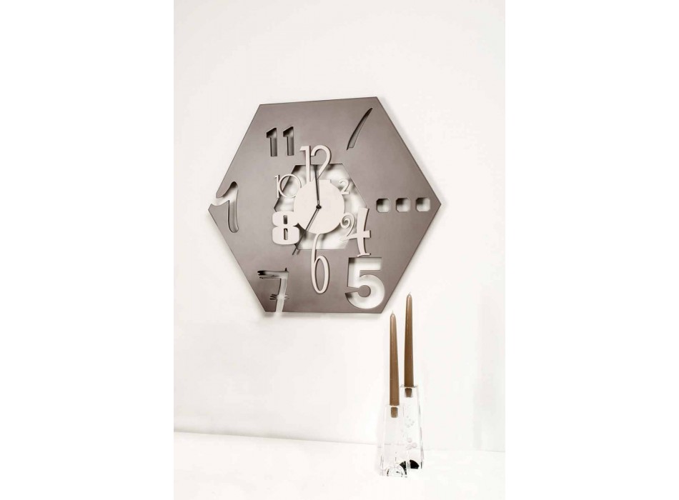 Reloj de pared de madera de diseño hexagonal moderno grande - Poliedro viadurini