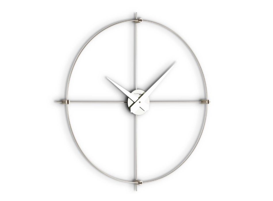 Reloj de pared en acero satinado con detalles cromáticos Made in Italy - Lucky viadurini