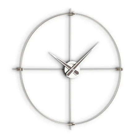 Reloj de pared en acero satinado con detalles cromáticos Made in Italy - Lucky viadurini