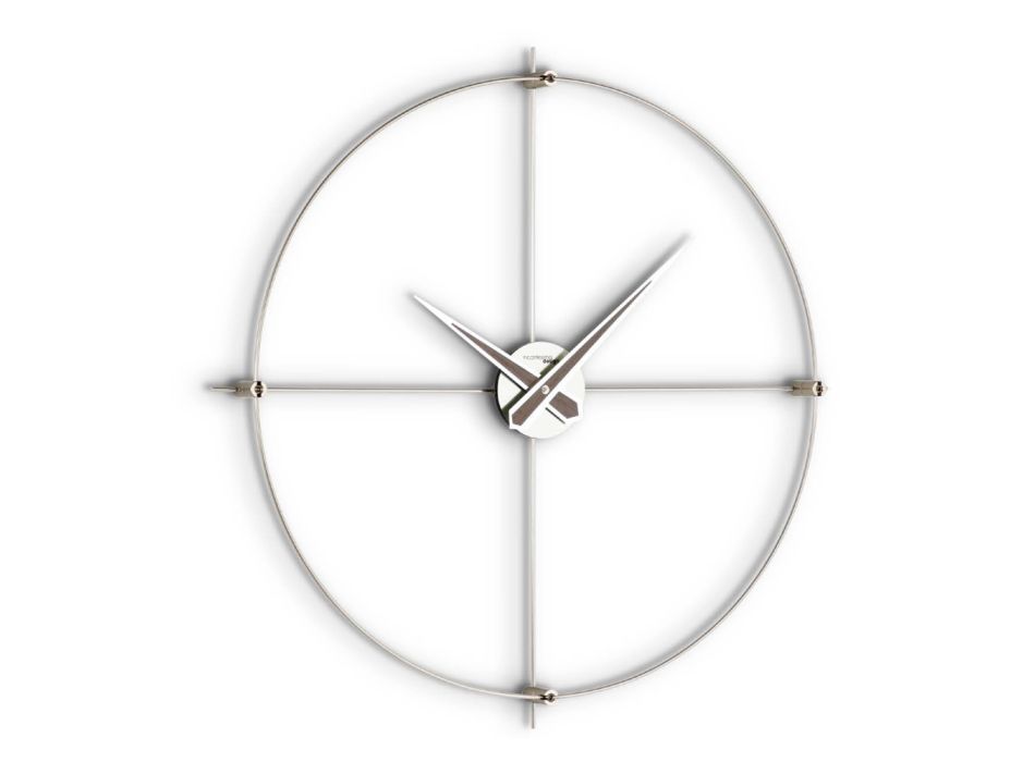 Reloj de pared en acero satinado con detalles cromáticos Made in Italy - Lucky viadurini