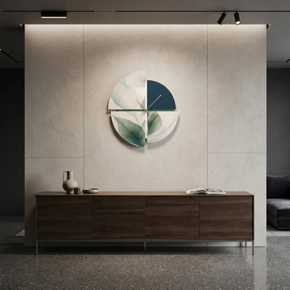 Reloj de pared de metacrilato estampado con formas geométricas, fabricado en Italia - Lumea viadurini