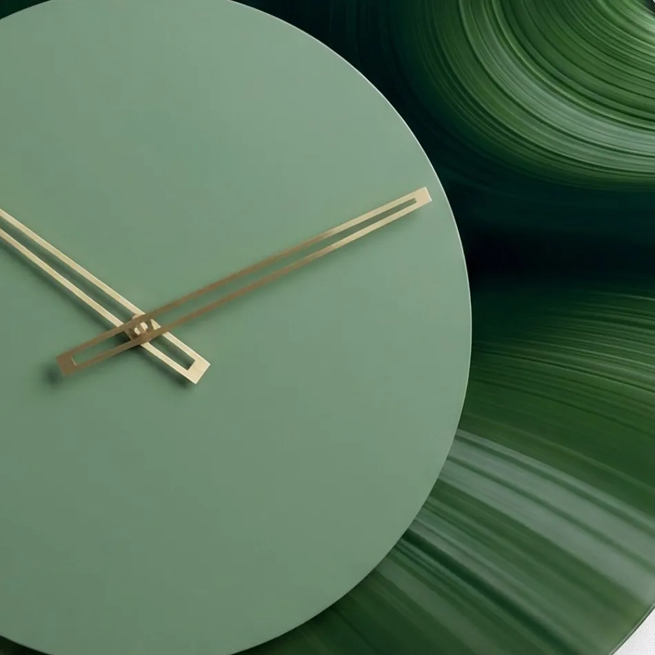Reloj de pared redondo verde de metacrilato estampado, fabricado en Italia - Verdia viadurini