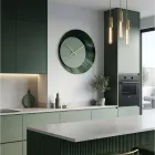 Reloj de pared redondo verde de metacrilato estampado, fabricado en Italia - Verdia viadurini