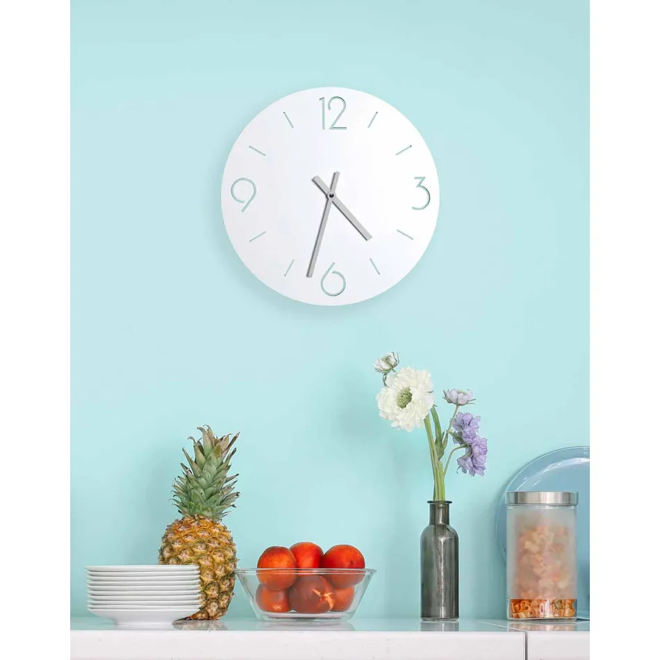 Reloj de pared blanco de diseño clásico en madera redonda - Septimius viadurini