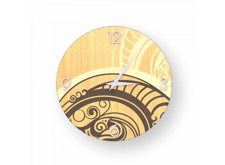 Adro reloj de pared de diseño abstracto de madera, hecho en Italia viadurini