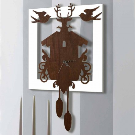 Reloj de pared de diseño moderno en madera decorada oscura y blanca - Fairy Tale viadurini