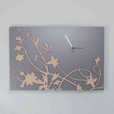 Reloj de pared de diseño rectangular gris moderno en madera decorada - galio viadurini