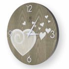 Reloj de pared de madera con corazones Todi, hecho en Italia. viadurini