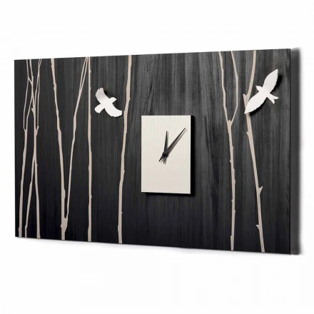 Reloj de pared de madera con decoraciones de diseño tridimensional - Forrest viadurini