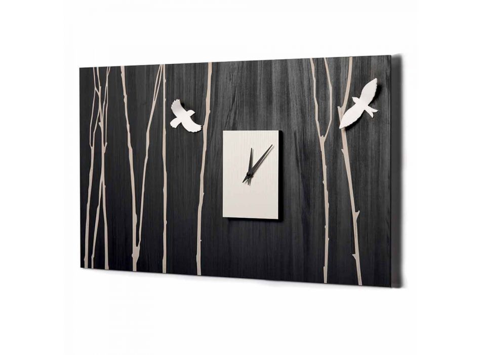 Reloj de pared de madera con decoraciones de diseño tridimensional - Forrest viadurini